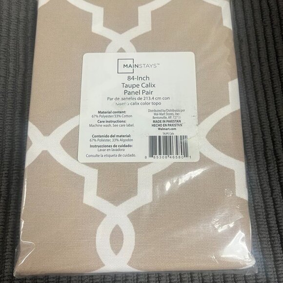 Pair of Mainstays Calix Fashion Window Curtains, Taupe. - Picture 2 of 3